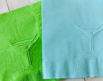 Martini Napkin ~ Embossed Napkins ~ Cocktail Party ~ Wedding ~ Anniversary ~ Bridal Shower ~ Bachelorette ~ Beverage ~ Appetizer ~ Cocktail