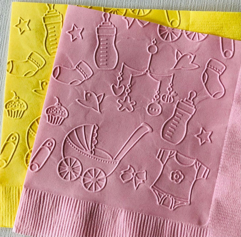 Baby Shower Napkin Embossed Paper Napkins Gender Reveal Party Baby