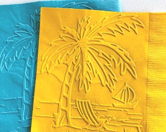 Palm Tree Napkin ~ Embossed Paper Napkins ~ Beach Wedding ~ Pool Party ~ Birthday Celebration ~ Picnic ~ Beverage ~ Cocktail ~  Cake