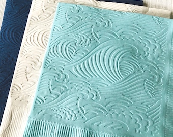 Wave Napkin ~ Embossed Paper Napkins ~ Beach Waves ~ Tidal Wave ~ Surfing ~ Summer ~ Wedding ~ Tropical ~ Ocean ~ Beverage ~ Cocktail ~ Cake