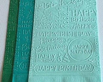 Birthday Napkin ~ Embossed Paper Napkins ~ Happy Birthday ~ Party Decor ~ Celebration ~ Guest Towel ~ Buffet ~ Hors d'oeuvre