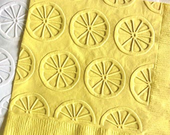 Lemon Napkin ~ Embossed Paper Napkins ~ Picnic ~ Birthday ~ Summer ~ Lemonade ~ Citrus Themed Party ~ Taco Bar ~ Beverage ~ Cocktail ~ Cake