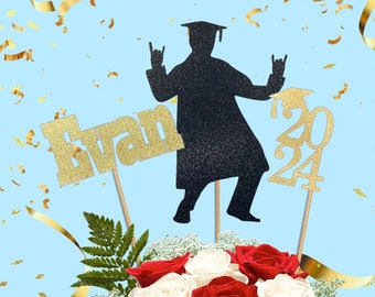 2024 Graduation Centerpieces, 2024 Tags, Custom Name, Grad Cut Outs, Personalized Block Name, Graduate Silhouette, Graduation Party Gifts