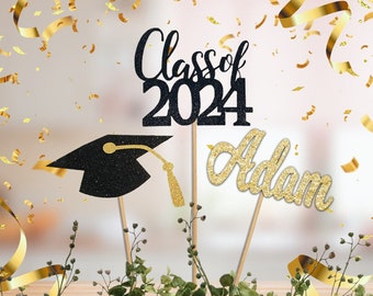Class Of 2024 Graduation Centerpieces, Grad Cap, Graduate Cut Outs, Custom Name, Personalized Grad Decor, Graduation Party Gifts, For Tables