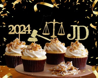 Adornos brillantes para cupcakes de abogada: Decoración para la graduación de la facultad de derecho