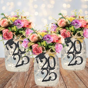Grad Tags, Grad Tag Centerpieces,Graduation Centerpiece,Graduation Decorations, Mason Jar Decorations, 2025 Tags,Grad Party,Graduation Decor