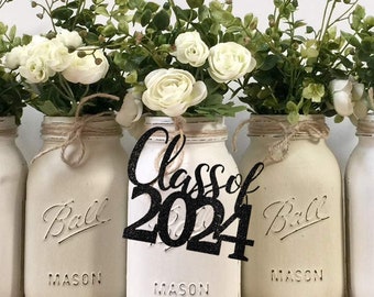 Grad Tag,Graduation Tag,DIY grad tags,Graduation Centerpiece,Graduation Decor,Custom Class of 2024 Graduation Party Decorations,Mason Jar