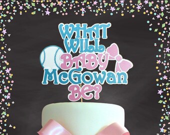 Baseballs Or Bows Cake Topper Etsy