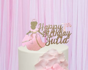 Princess Birthday Topper,Princess cake Topper,First birthday cake topper, Gold Princess Cake Topper, Any Name,Birthday Cake Topper