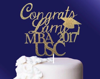 Graduation Cake Topper, Congrats Cake Topper, Personalized Cake Topper, MBA Graduation Banner,Class of 2020, Custom School Colors,Graduation