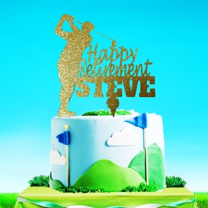 Golf Retirement Cake Topper: Glitter Retirement Party Decor