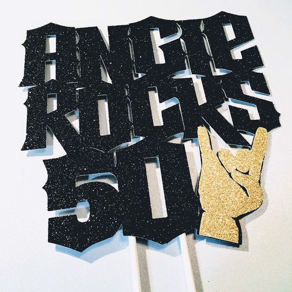 Rock and Roll "Rock Hand" Cake Topper, Rock Cake Topper Gift, Any Age Birthday Cake Topper, Musician Cake Topper, Music Birthday Cake Topper