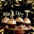 DPT Graduation Cupcake Toppers, Physical Therapy, Glitter Cardstock