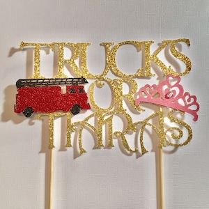 Trucks oder Tiaras, Trucks oder Tiaras Cake Topper, Geschlecht offenbaren Cupcake Toppers, Geschlecht offenbaren Cupcakes, Junge oder Mädchen, neues Baby