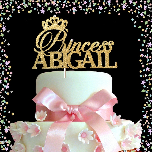 Princess Birthday Topper, First birthday cake topper, Gold Princess Cake Topper, One Cake Topper,Any Name, Prince Birthday Cake Topper