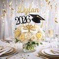 Custom Graduation Centerpiece Sticks | Glitter Name, Cap, Diploma Decor (Set of 4)
