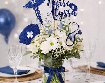 Personalized Nurse Graduation Centerpieces: Glitter Party Decor
