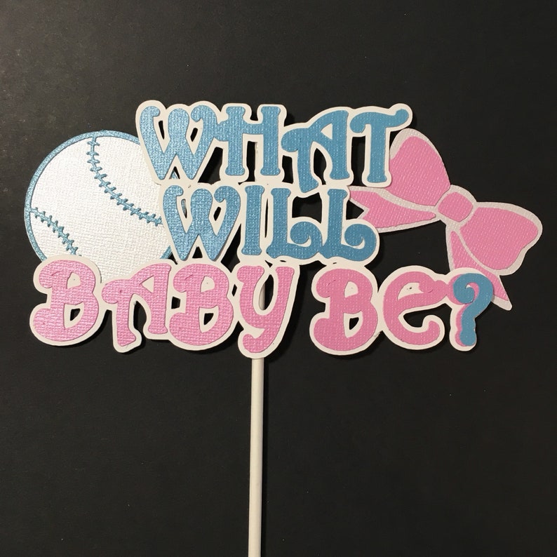Baseballs or Bows Gender Reveal Cake Topper Personalized Etsy