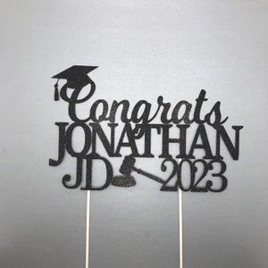 Decorazione per torta personalizzata con scritta &quot;Avvocato di congratulazioni&quot;: decorazioni glitterate per la festa di laurea