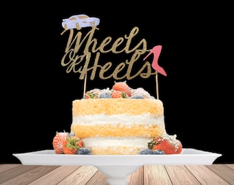 Adorno para tarta con ruedas o tacones: decoraciones con brillantina para cupcakes que revelan el género