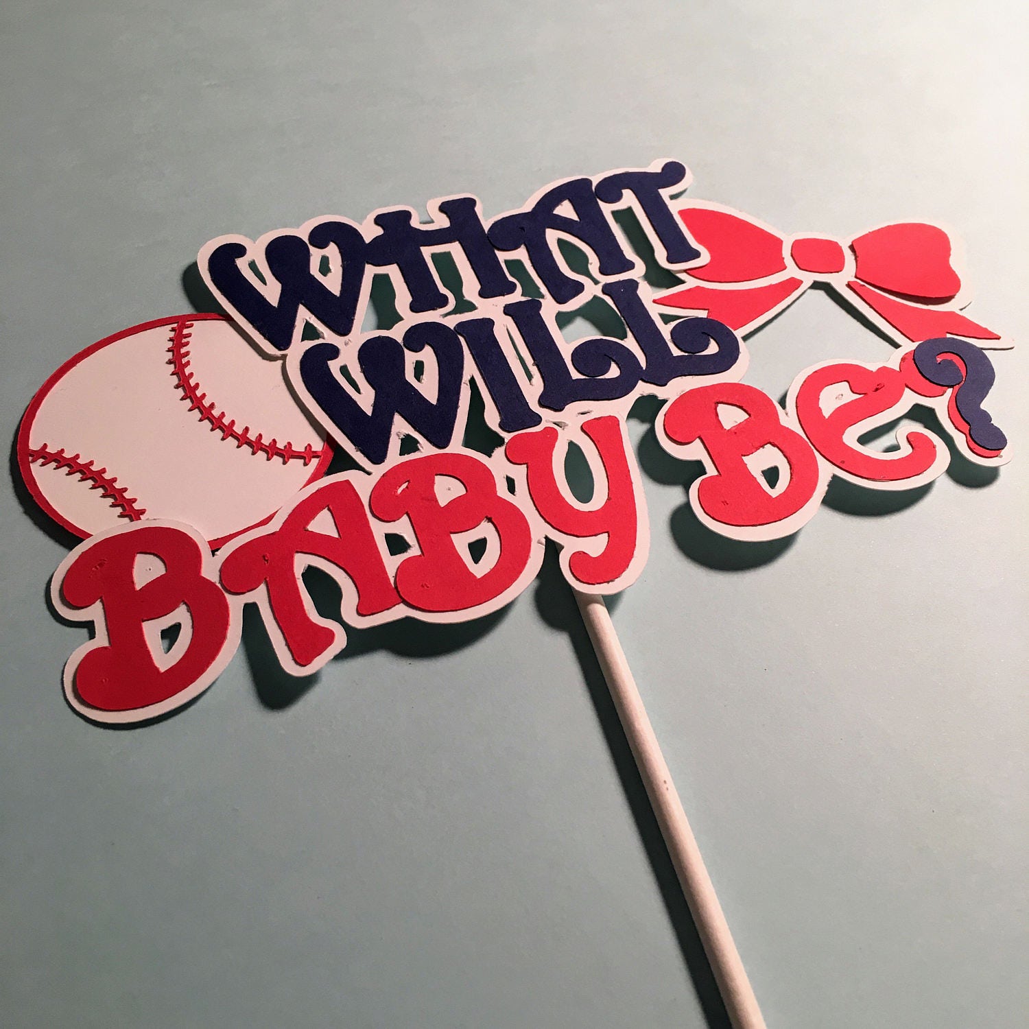 Baseballs or Bows Gender Reveal cake topper Baseballs or Etsy
