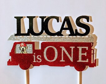 Fire Truck Cake Topper,Fireman Birthday, Firefighter Birthday Party,fire truck,Fireman birthday Cake,Fire dog Smash Cake, Fireman Cake