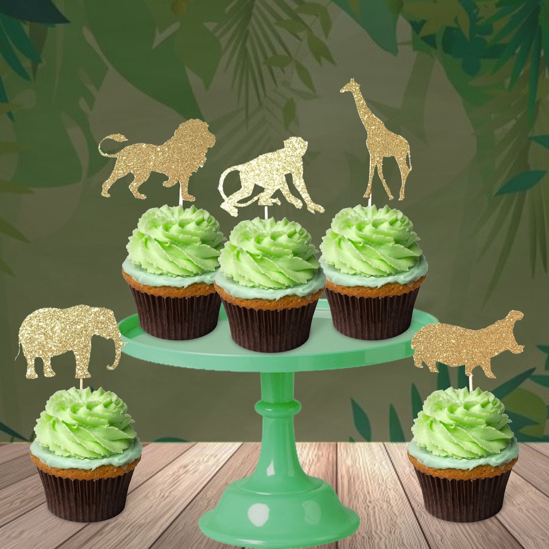 Safari Cupcake Toppers Safari Birthday Cake Topper First Etsy