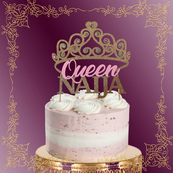 Decorations Figurines Joyeux Anniversaire Couronne Princesse Queen Cake Topper Decoration Acrylique Rose Maison