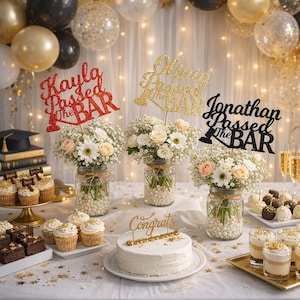 Gepersonaliseerd Passed The Bar Glitterstukje Sticks: Advocaat Graduation Decor