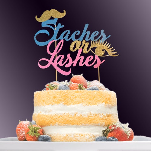 Cupcake-Topper „Staches Or Lashes“ – 24 Stück Für Gender Reveal Party