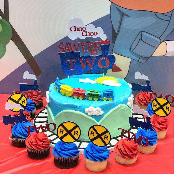 Train Cake Toppertrain Birthdaytrain Cupcake Toppers Etsy