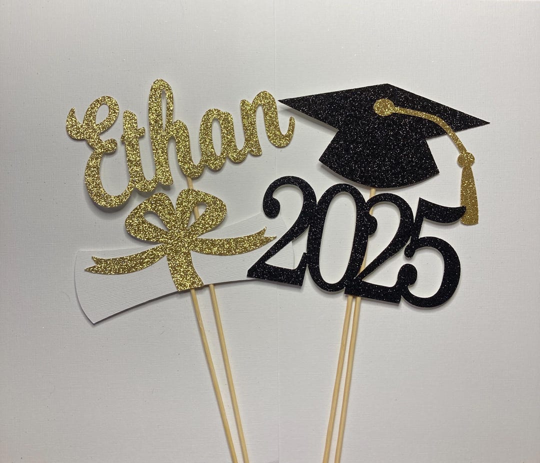 Glitter Graduation Centerpiece Sticks: 2025 Graduation Party Decor - Etsy