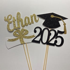 Glitter Graduation Centerpiece Sticks: 2025 Graduation Party Decor
