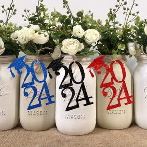 Grad Tags, Grad Tag Centerpieces,Graduation Centerpiece,Graduation Decorations, Mason Jar Decorations, 2024 Tags,Grad Party,Graduation Decor