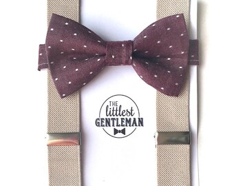 boys  burgundy wine bow tie and suspenders set , baby boy suspenders, suspenders, ring bearer outfit, page boy, braces, boys wedding bow tie