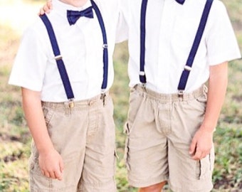 boy bow tie and suspenders outfit