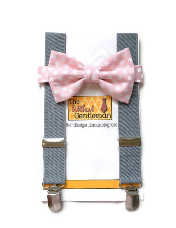 Chicos Blush pajarita y tirantes gris pajarita rosa luz y | Etsy México
