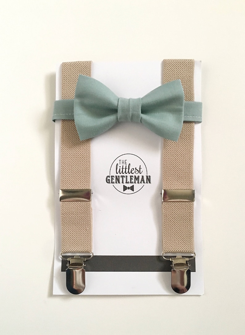 Sage Green Boy Bow Tie Suspenders Set Green Bow Tie Etsy