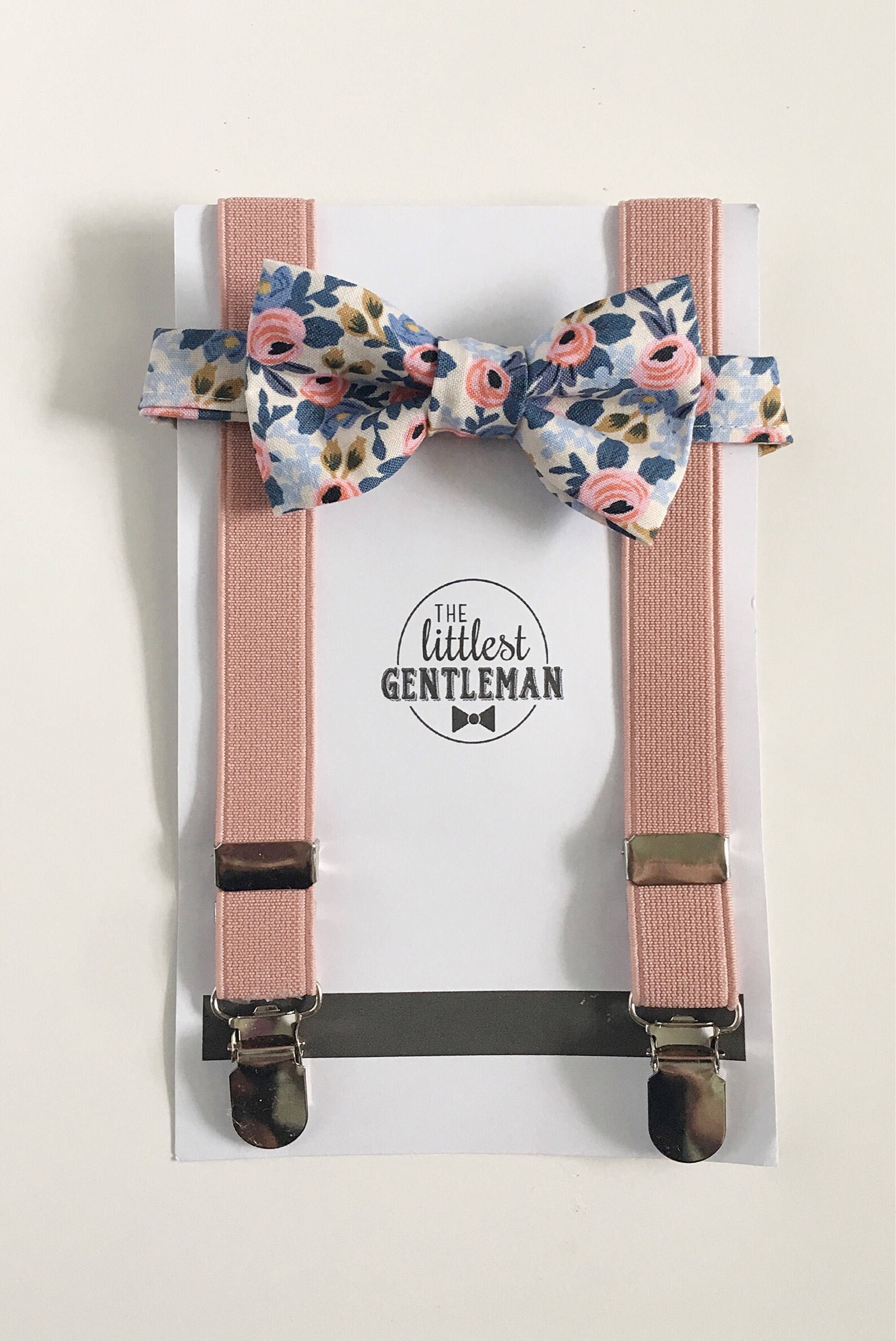 Boys Floral Bow Tie and Suspenders Set Baby Boy Navy Etsy