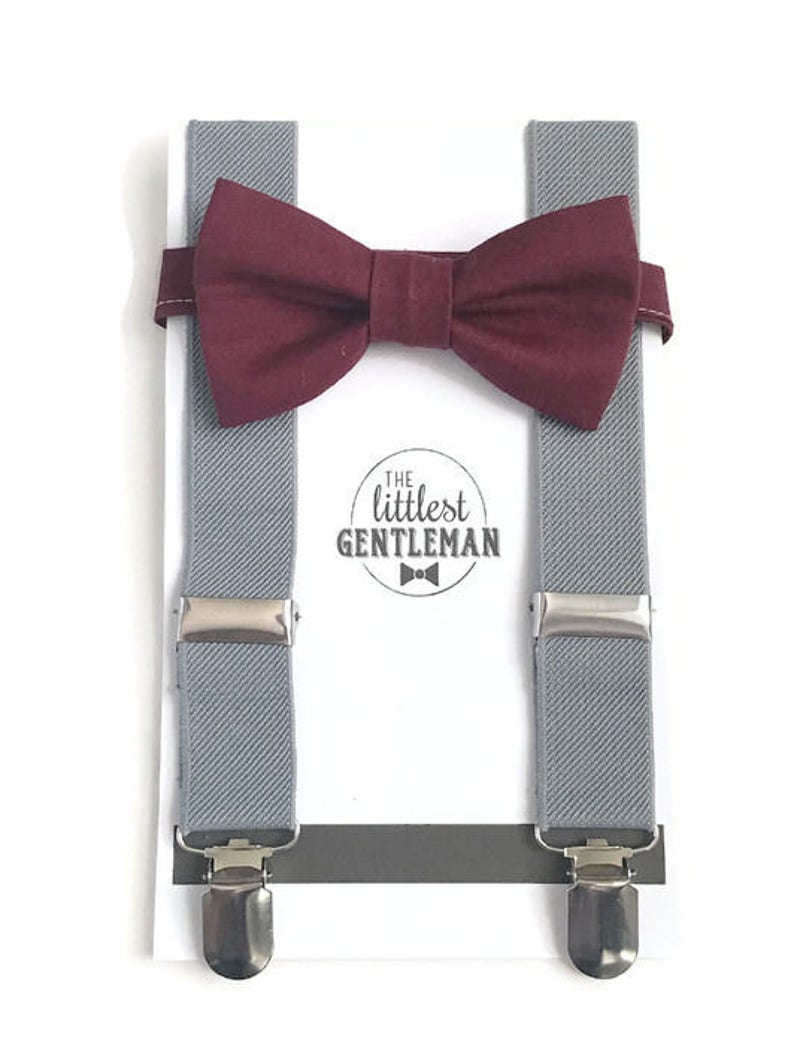 Boys Burgundy Wine Bow Tie and Suspenders Set Baby Boy Etsy