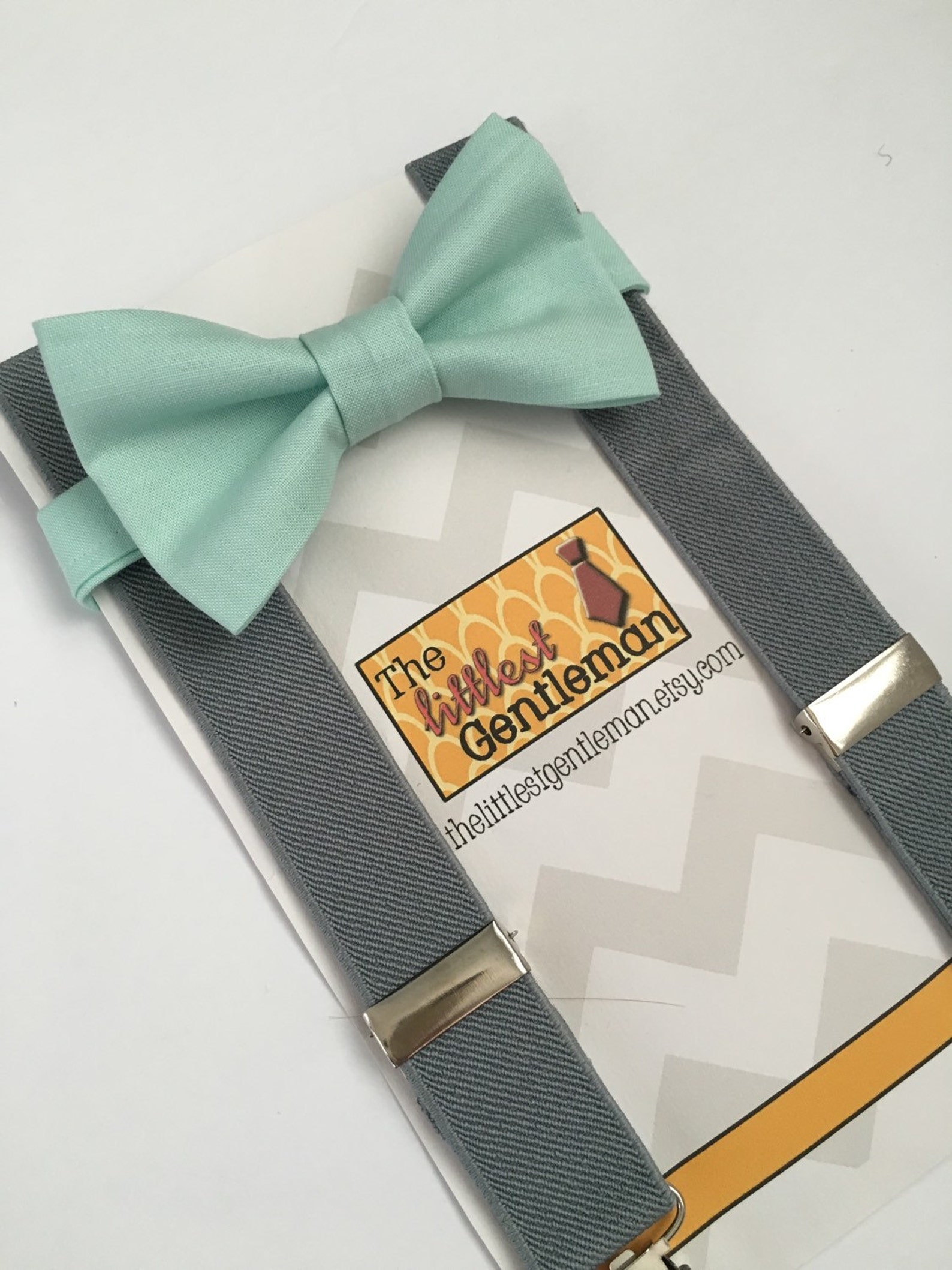 Boy Bow Tie Suspenders Set Mint Bow Tie Suspenders Setbaby Etsy