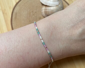 Miyuki Delica bracelet, pearl bracelet, anklet, summery pastel, macrame bracelet