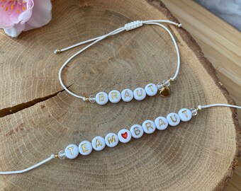 Bride bracelet white gold | Team bride | JGA bachelor bracelets | Macrame bracelet | Bracelet customizable