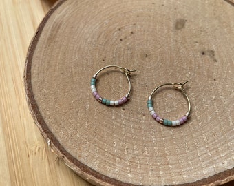 Mini Pastel Pearl Hoops Creoles | Summery Earrings | Miyuki Stainless Steel Hoops | Earrings | Earrings