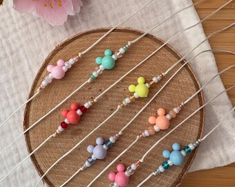 Mouse bracelet - white/gold/colorful - simple - macramé closure - summery - also as an anklet