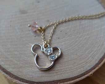 Necklace MINNIE, Mouse pendant, necklace, stainless steel chain