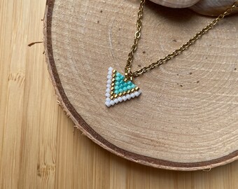 Filigree Miyuki Delica beads triangle chain | Necklace pendant | Geometric bead shape | Necklace | Stainless steel