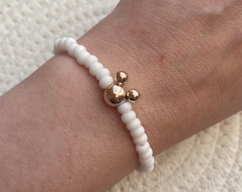 Mouse pearl bracelet, white/gold/colorful, simple, bracelet, rubber bracelet