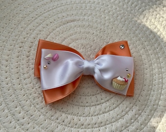 Mini Cupcake Hair Bow peach white | Bow | Hair Bow | Princess Bow | Girl Bow | Bow