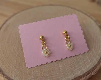 Mini DAISY daisy earrings in gold/silver made from Miyuki beads, stainless steel earrings